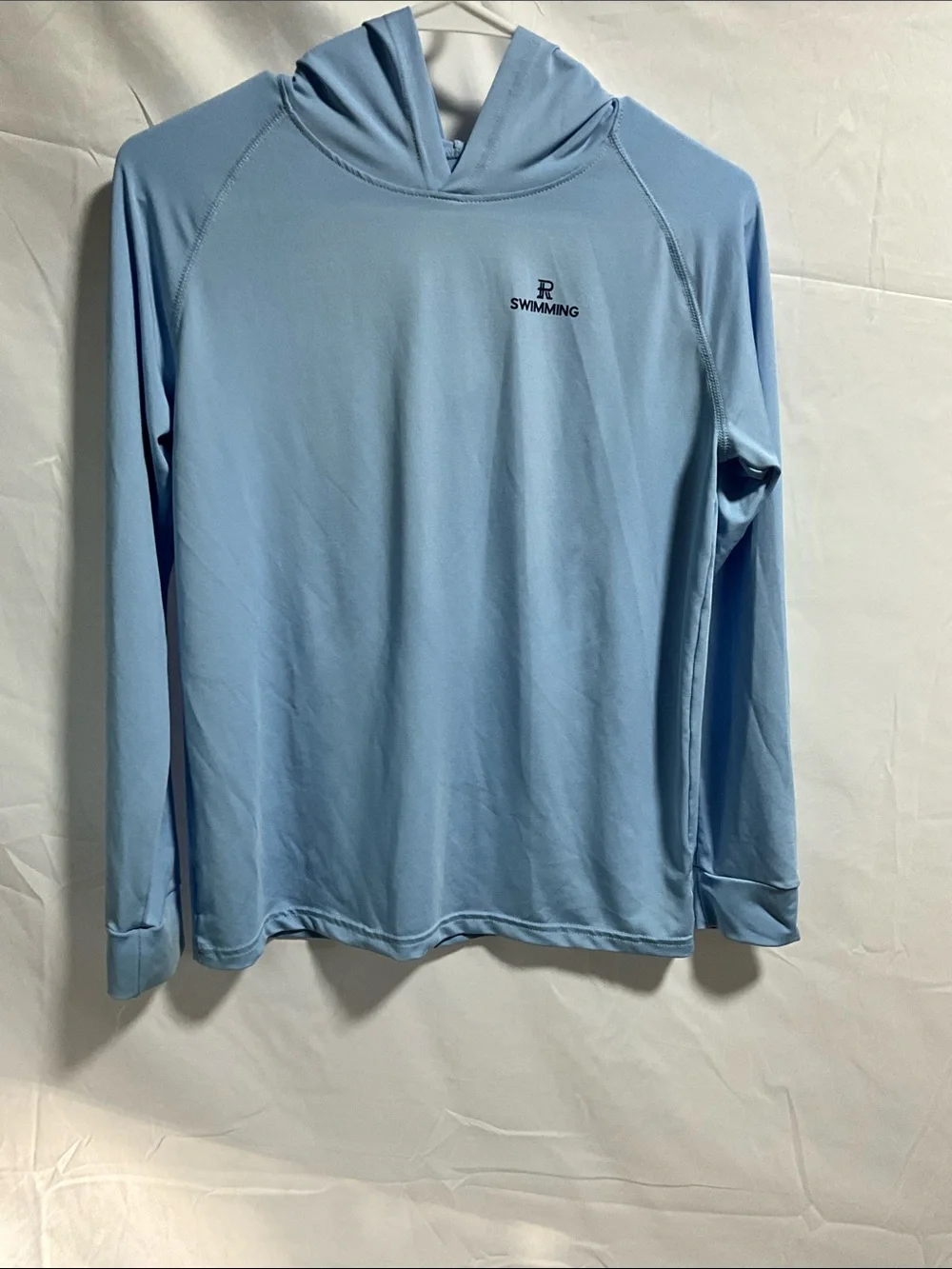 UPF 50 Light Blue Hooded Kids Swim Coverup - SWIMMING by Garb Size L